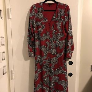 Red floral maxi dress